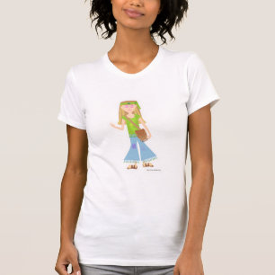 60年代ヒッピー女の子かわいい漫画のキャラクターデザイン Tシャツ