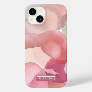 60年代ピンクの抽象芸術水彩アート名テンプレート Case-Mate iPhone 14ケース