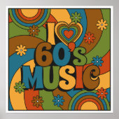 60年代ミュージック レトロカラーパレット 音楽好き ポスター (正面)