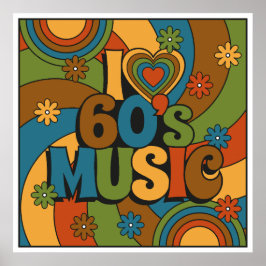 60年代ミュージック レトロカラーパレット 音楽好き ポスター