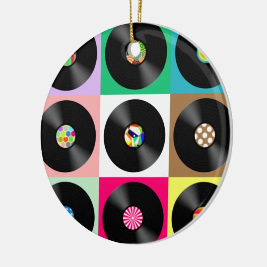 60年代レトロヴィンテージレコードポップ・アートのアート セラミックオーナメント (左)