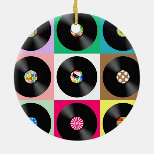60年代レトロヴィンテージレコードポップ・アートのアート セラミックオーナメント (裏面)