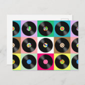 60年代レトロヴィンテージレコードポップ・アートのアート ポストカード (正面/裏面)