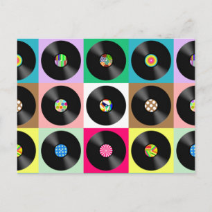 60年代レトロヴィンテージレコードポップ・アートのアート ポストカード