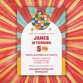 60年代レトロ50番目60番目70番目の大人の誕生日Groovy 招待状