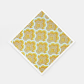 60年代ヴィンテージマスタードイエローパターン（の模様が）ある スタンダードランチョンナプキン (角)