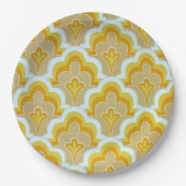 60年代ヴィンテージマスタードイエローパターン（の模様が）ある ペーパープレート (正面)