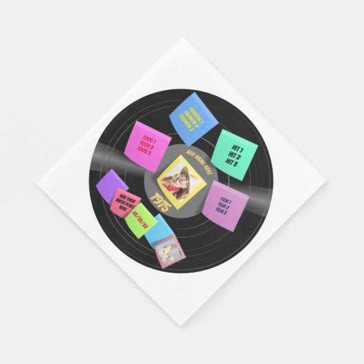 60年代生まれ70年代のビニール記録写真カスタム スタンダードランチョンナプキン (角)