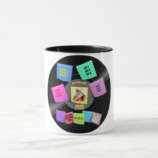 60年代生まれ70年代のビニール記録写真カスタム マグカップ (中央)