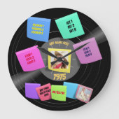 60年代生まれ70年代のビニール記録写真カスタム ラージ壁時計 (正面)