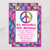 60年代素晴しい愛平和バースデーパーティ招待状 招待状 (正面/裏面)