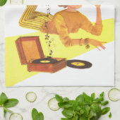 60年代音楽女の子 キッチンタオル (折り畳み)