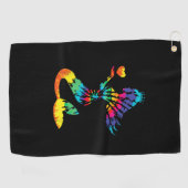 60年代70年代のレインボーTie-Dyeマーメイドシャツレトロお尻 ゴルフタオル (横)