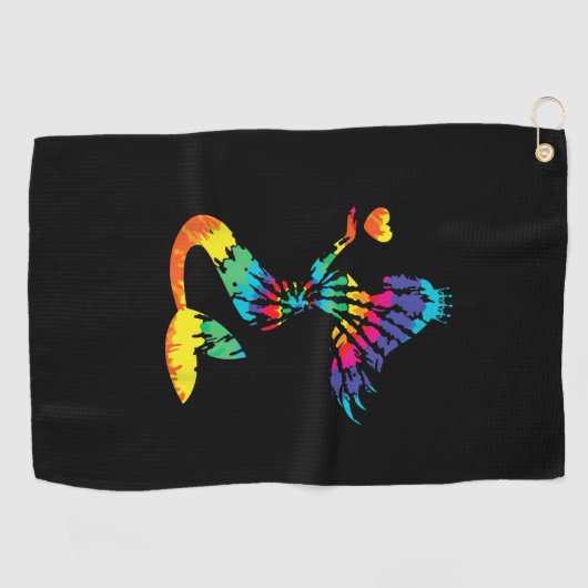 60年代70年代のレインボーTie-Dyeマーメイドシャツレトロお尻 ゴルフタオル (横)