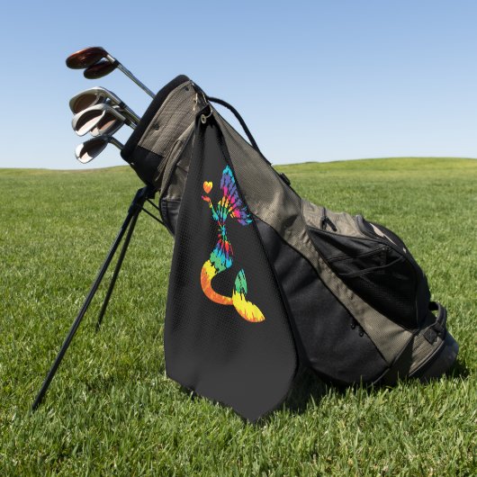 60年代70年代のレインボーTie-Dyeマーメイドシャツレトロお尻 ゴルフタオル (グリーン)