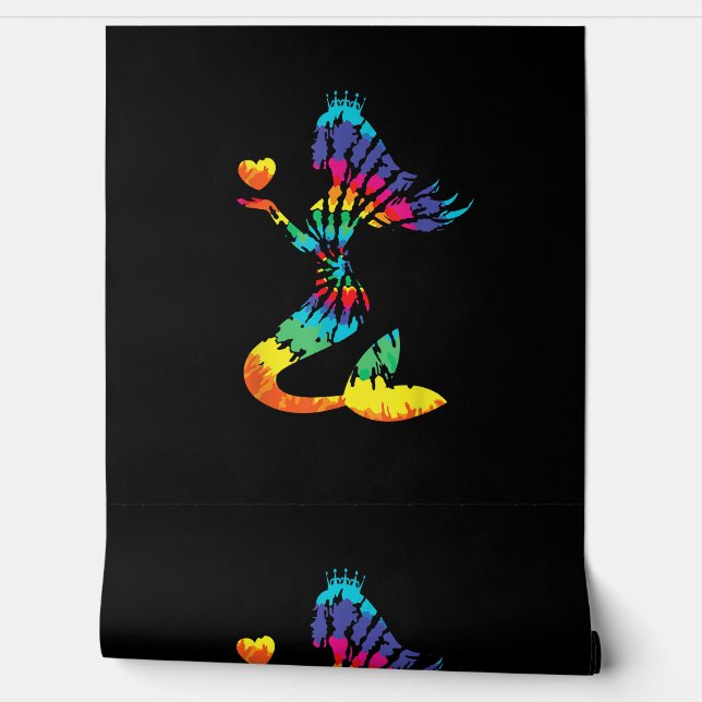 60年代70年代のレインボーTie-Dyeマーメイドシャツレトロお尻 壁紙 (ほどく)