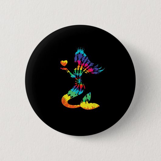 60年代70年代のレインボーTie-Dyeマーメイドシャツレトロお尻 缶バッジ (正面)