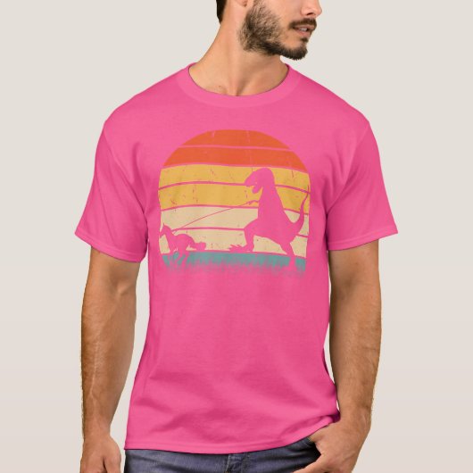 60年代70年代の恐竜おもしろい馬乗馬 Tシャツ (正面)