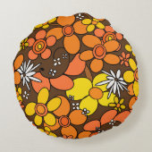 60年代70年代レトロフラワーグラーム#1 #floral #decor #art ラウンドクッション (裏面)