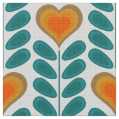 60年代70年代レトロモダンハート花v1 ファブリック (クローズアップ)