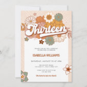 60年代Groovyレトロ13誕生日 招待状 (正面)