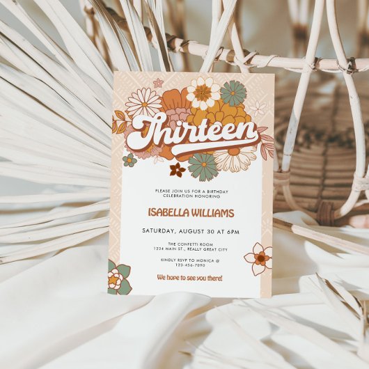 60年代Groovyレトロ13誕生日 招待状