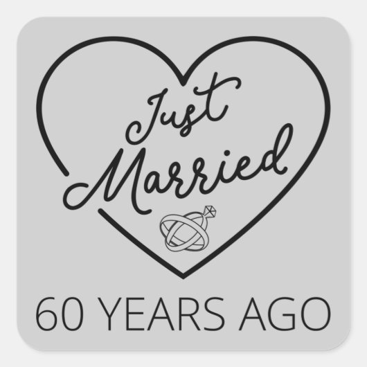 60年前の結婚記念日に最適なデザインⅢ スクエアシール (正面)