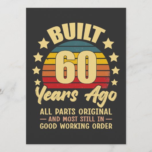 60年前製造 すべてのパーツがオリジナル 60歳の誕生日 招待状 (正面)