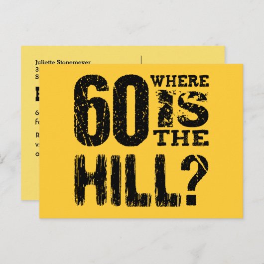 60年目おもしろいの誕生日日付V03Dの保存 案内ポストカード (正面/裏面)