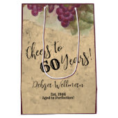 60年素朴間のブドウ畑の水彩応援 ミディアムペーパーバッグ (裏面)