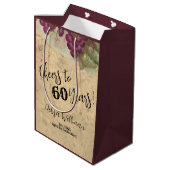 60年素朴間のブドウ畑の水彩応援 ミディアムペーパーバッグ (裏面アングル)