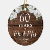 60年結婚したパーソナライズされた結婚記念 セラミックオーナメント (左)