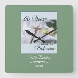 60年間の宗教活動をパーソナライズ スクエア壁時計