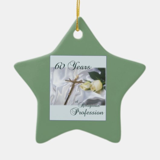 60年間の宗教活動をパーソナライズ セラミックオーナメント (正面)
