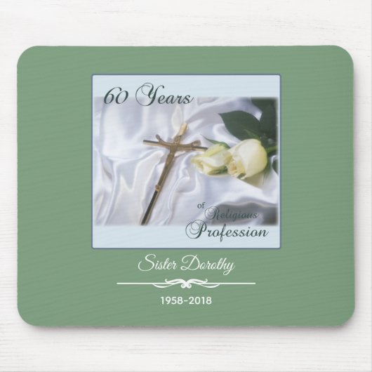 60年間の宗教活動をパーソナライズ マウスパッド (正面)