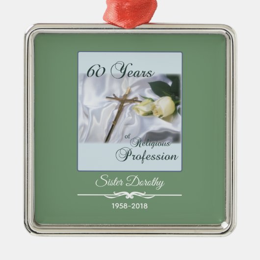 60年間の宗教活動をパーソナライズ メタルオーナメント (正面)