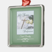 60年間の宗教活動をパーソナライズ メタルオーナメント (左)