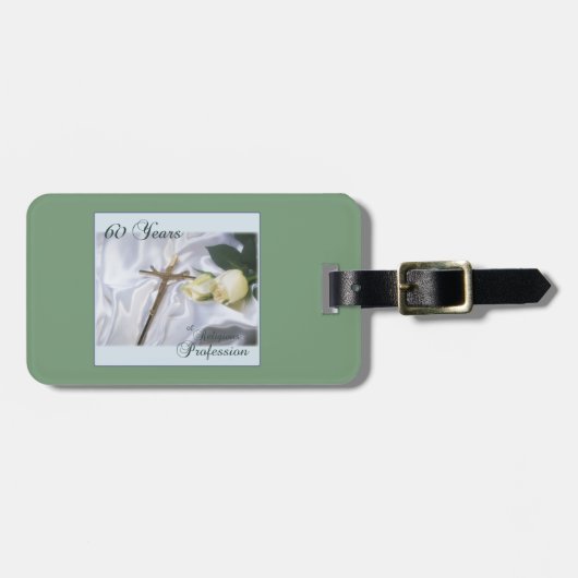 60年間の宗教活動をパーソナライズ ラゲッジタグ (正面横)