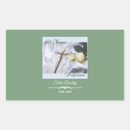 60年間の宗教活動をパーソナライズ 長方形シール