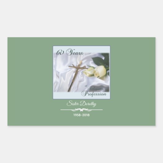 60年間の宗教活動をパーソナライズ 長方形シール (正面)