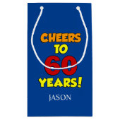 60年60パーソナライズされた誕生日 スモールペーパーバッグ (裏面)