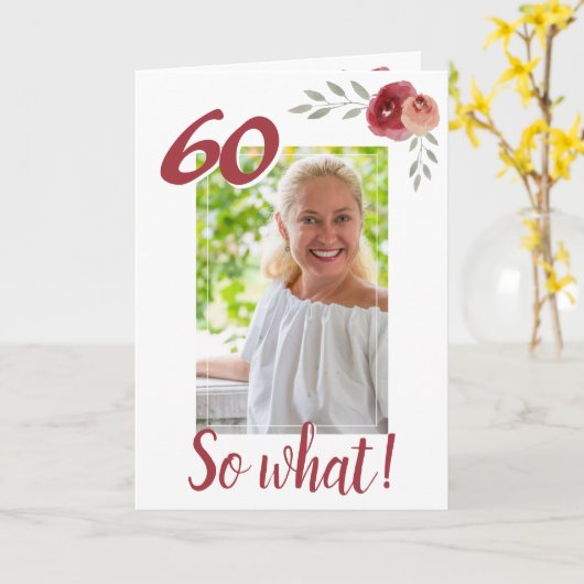 60感動的番目の誕生日フローラ写真 カード (黄色い花)