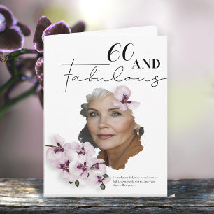 60才おめでとう 胡蝶蘭 写真 誕生日カード カード