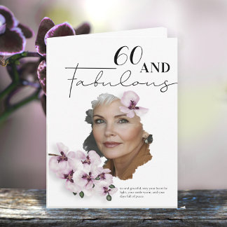 60才おめでとう 胡蝶蘭 写真 誕生日カード カード