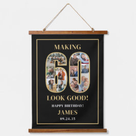 60才をステキに見せるフォトコラージュ 60歳の誕生日 吊り下げ型タペストリー