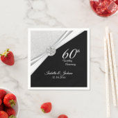 60日エレガント/75日ダイヤモンドグリッター記念日Na スタンダードカクテルナプキン (インサイチュ)