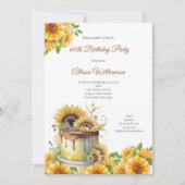 60日素朴70日ひまわり誕生日パーティー 招待状 (正面)