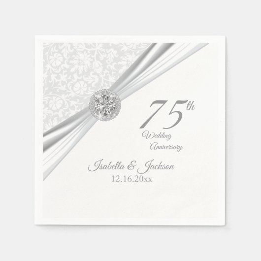 60日/75日ダイヤ結婚モンド記念日 スタンダードカクテルナプキン (正面)