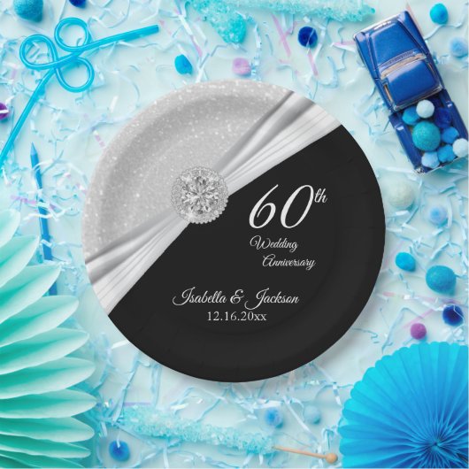 60日/75日結婚ダイヤモンド記念日 ペーパープレート (パーティー)