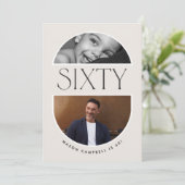 60月の写真60日モダンのシンプル誕生日パーティー 招待状 (スタンド正面)